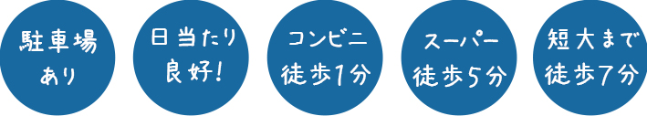 駐車場あり 日当たり良好!コンビニ徒歩1分 スーパー徒歩5分 短大まで徒歩7分
